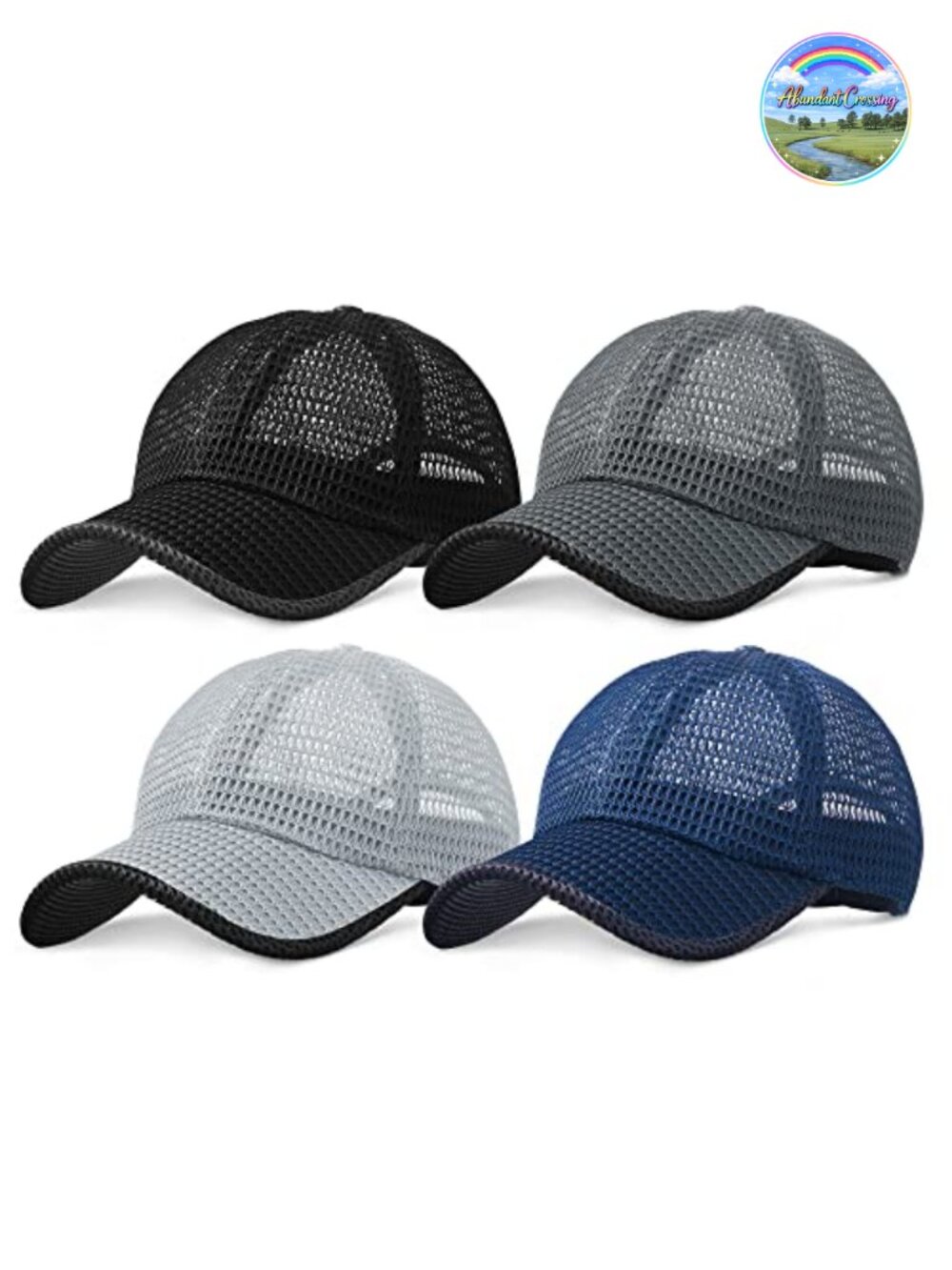 4 Pc Mesh Baseball Cap Set Adjustable Breathable Quick Dry Casual Sports Hats